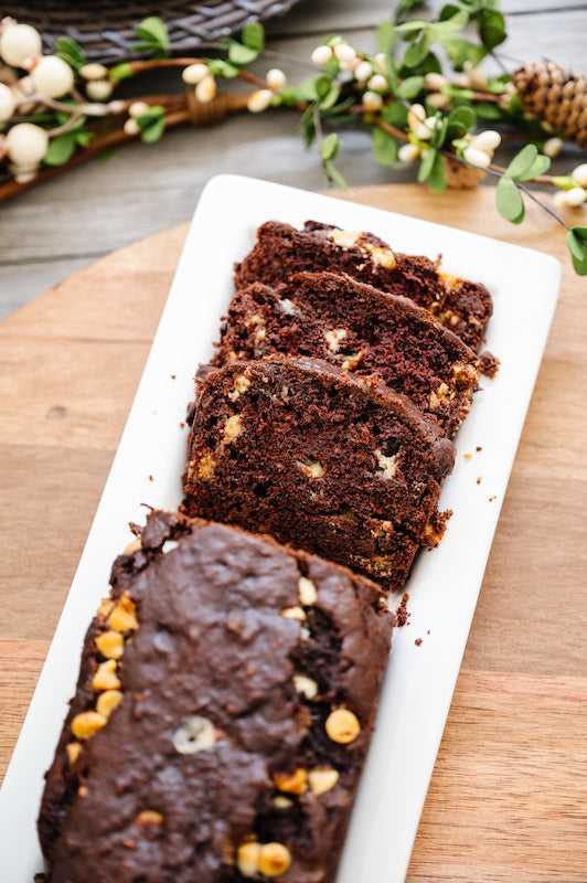 Chocolate Banana Bread with White Chocolate Chips