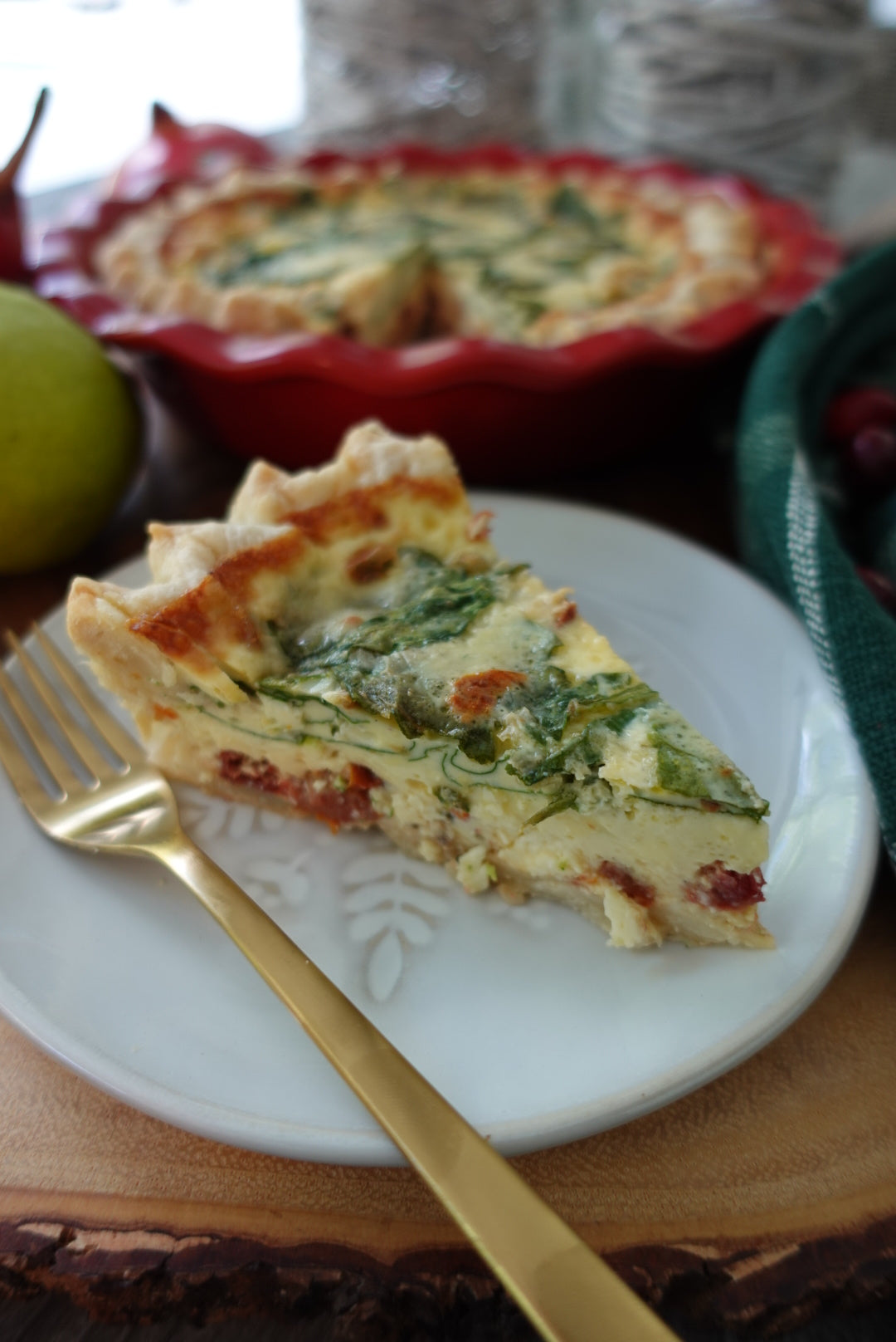 Spinach, Feta, Sundried Tomato Quiche